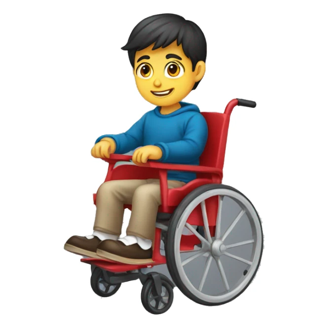 niño rubio en silla de ruedas, delgado  sticker