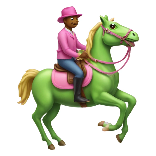 Green Frog riding a pink horse  sticker