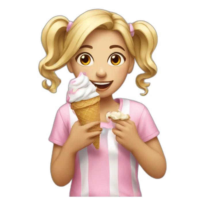 the girl eats ice cream with great pleasure sticker