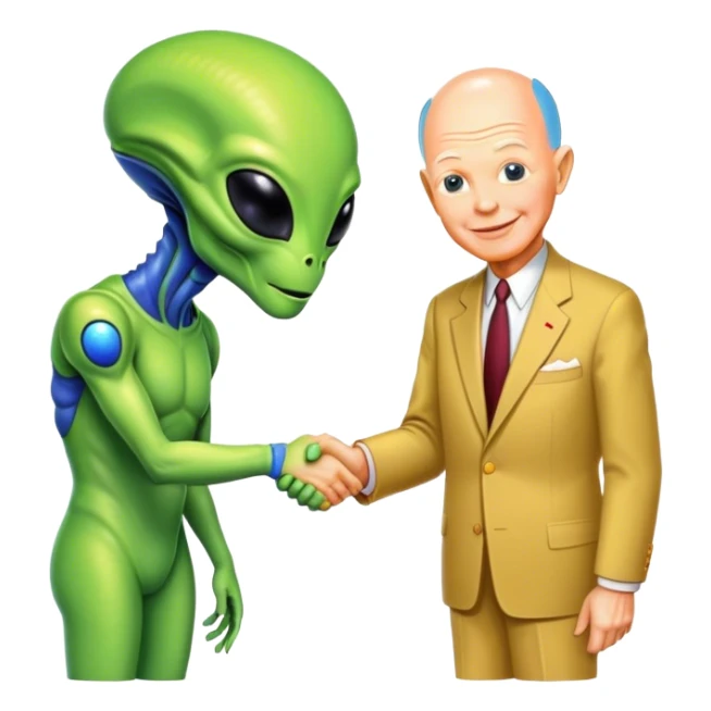 alien shakes hands with president Entsenhower

 sticker