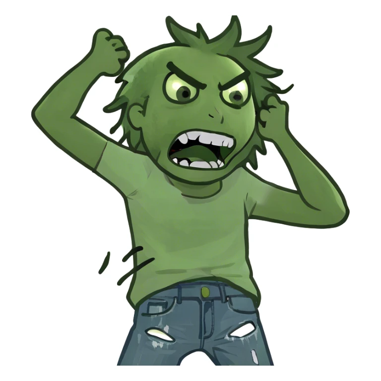 person ripping out their hair in frustration sticker