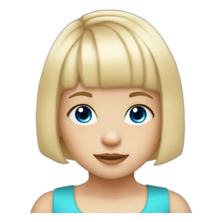 Blue eyed Toddler white blonde girl with a bob cut and bangs sticker