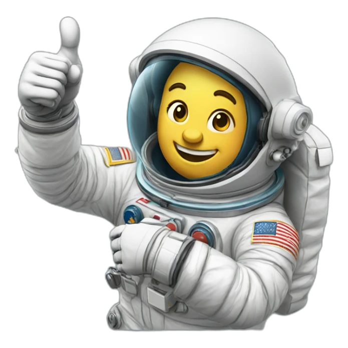 An astronaut doing a spacewalk with a thumbs up and a smile sticker