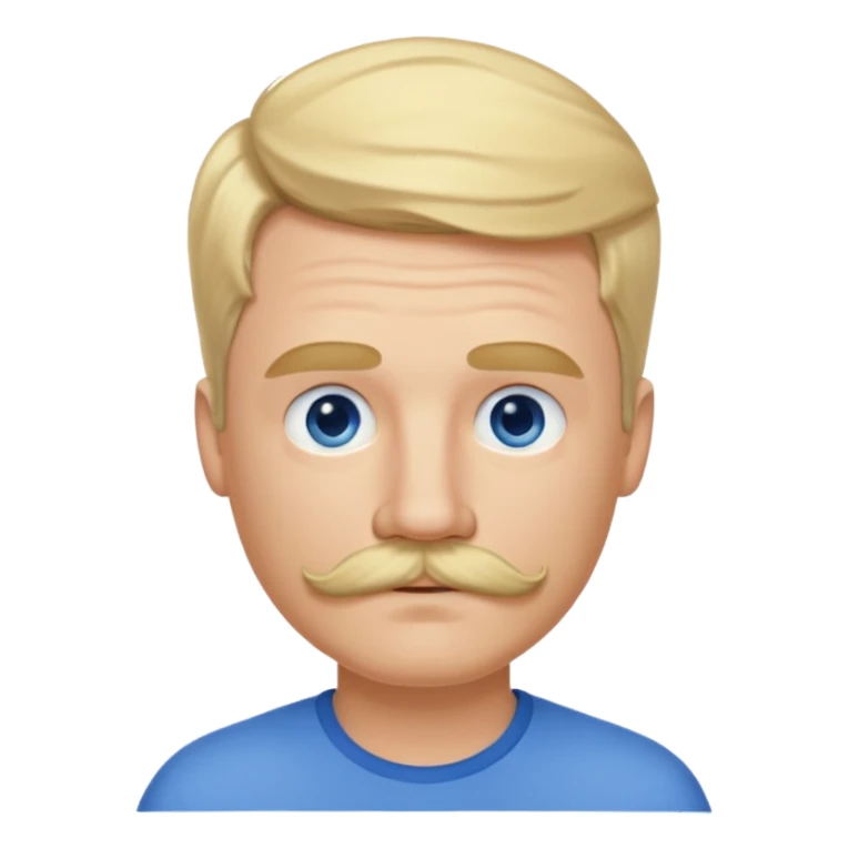 normal emoji 👨🏼 white guy with blond hair, mustache, and blue eyes. No shoulders or neck. Just head. Hair a little mussed and stylish sticker