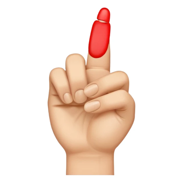 Hand with thumb and middle finger touching sticker