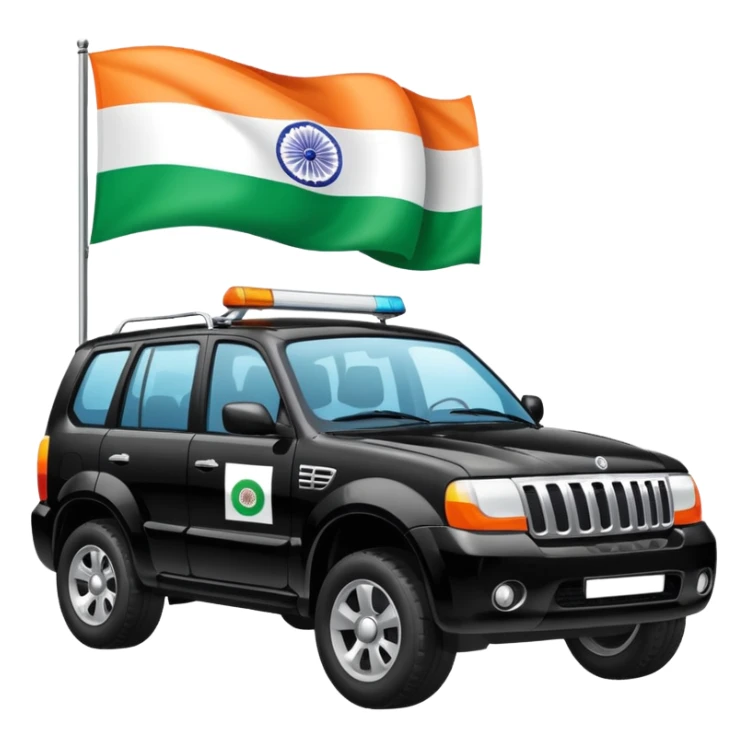 Black car fo officers India suv Indian.flag sticker
