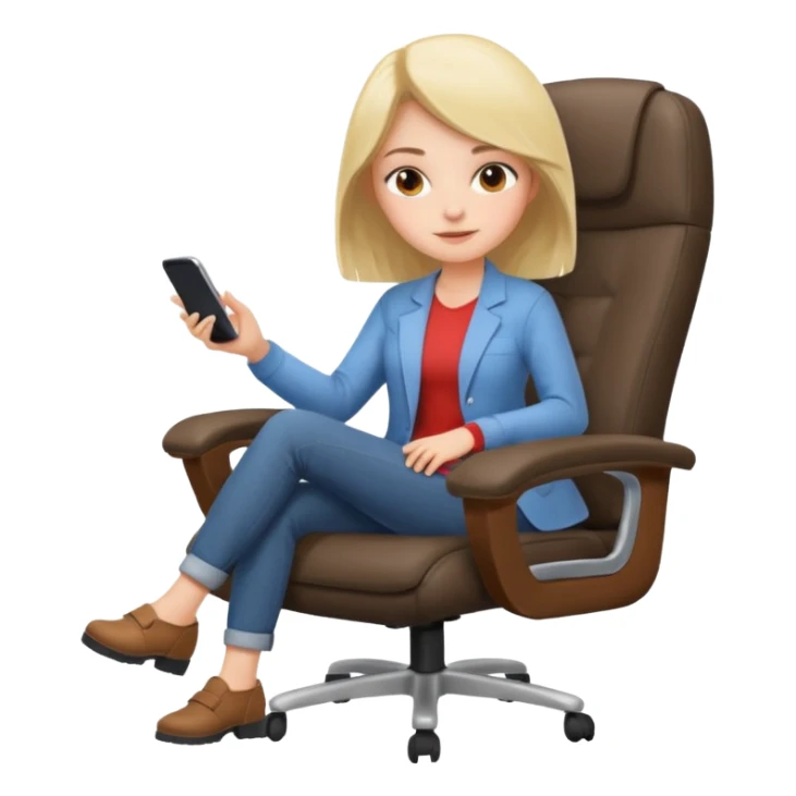 Cartoon faced girl relaxing in an office chair sticker