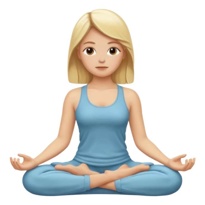 blonde white girl baddie emoji meditating, apple style sticker