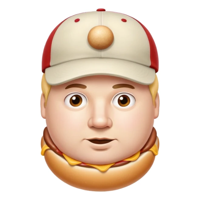 Fat guy with a hot dog on his head sticker
