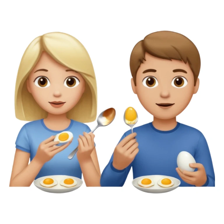 blonde girl and man with brown hair eating eggs  sticker