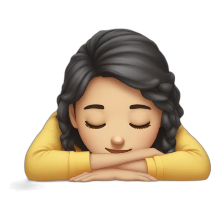 Girl who has fallen asleep with her head on a desk sticker