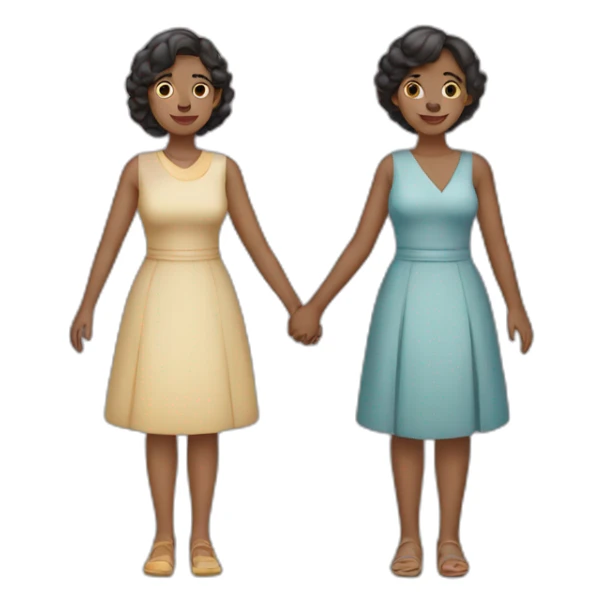 three racially ambiguous women side by side holding hands sticker