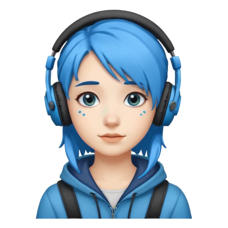 blue haired earringed heaphone wearing girl sticker