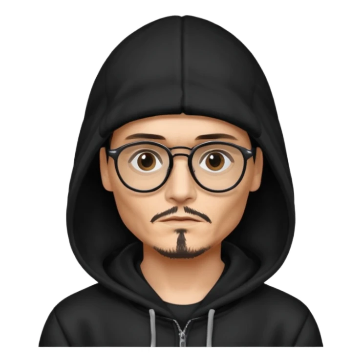 glassed johnyy depp with black hoodie sticker