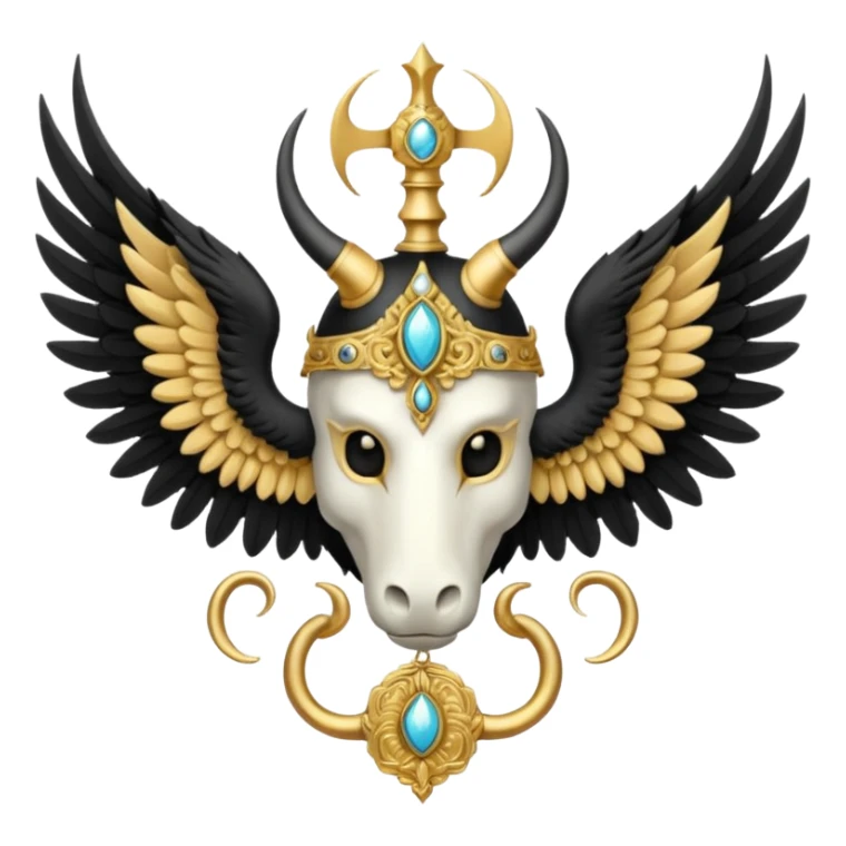 holy saint emblem with black wings with horn sticker