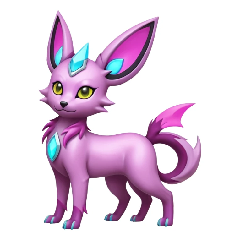 White and magenta pastel soft glossy smooth alloy divine holy legendary epic ethereal fantasy cyperpunk futuristic feral Manectric-Luxray-Umbreon-Espeon-Amaura-Electrike-fusion-creature  sticker