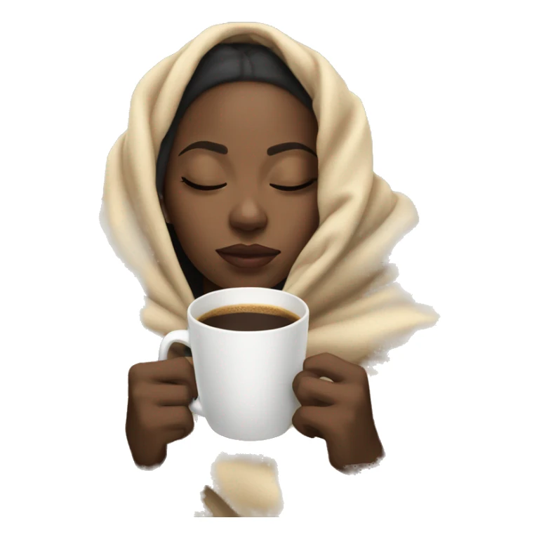 Light skin black girl inside a blanket sipping coffee eyes closed sticker