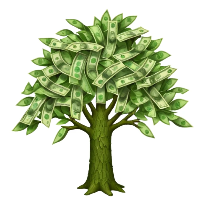 A tree with the leaves meaning money sticker