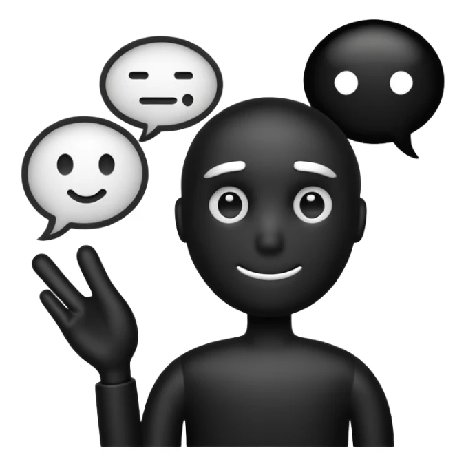 A white and black stick mand with a chat bubble coming from his mouth (encircled) sticker