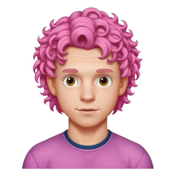 tom holland with pink curly hair sticker