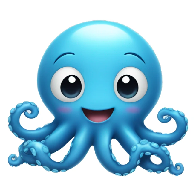 A blue cute octopus with a big smile, baby style sticker