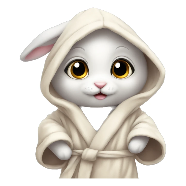 adorable baby rabbit in big bathrobe and big cute eyes sticker
