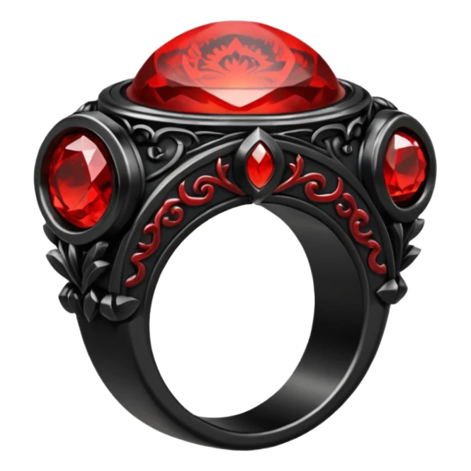 iOS sticker, dark fantasy ring, black metal, red inner glow, minimal sticker