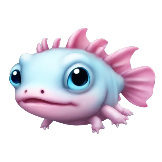 cute chibi pink axolotl with huge blue eyes sticker