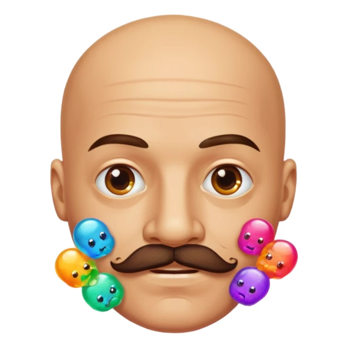 bald guy with a mustache made out of jellies sticker