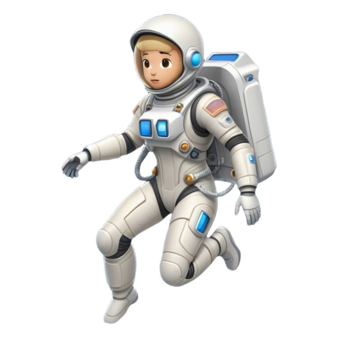  Cinematic Realistic Astronaut with Jetpack – A futuristic astronaut in a sleek, high-tech spacesuit, propelling forward with an advanced jetpack. The suit’s intricate details shimmer under distant starlight, with thrusters emitting a soft, controlled blue glow. sticker