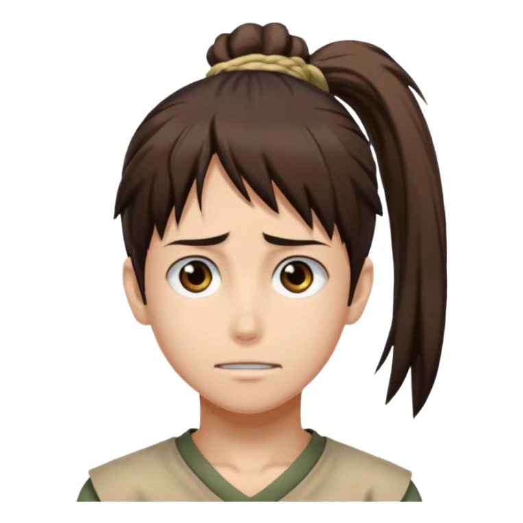 eren jeager with hair of pony tail sticker