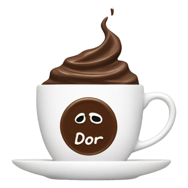 a cup of coffee with chocolate dusting that writes the word DIOR on the coffee  sticker