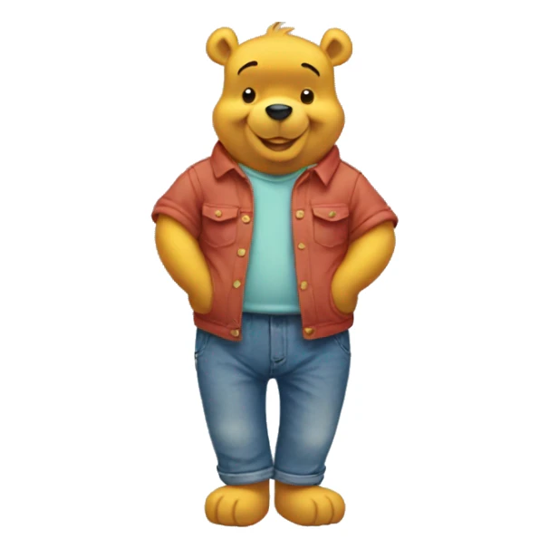 Winnie the pooh in blue shirt and jeans sticker