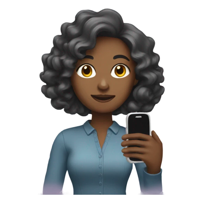 woman with wavy hair holding phone sticker