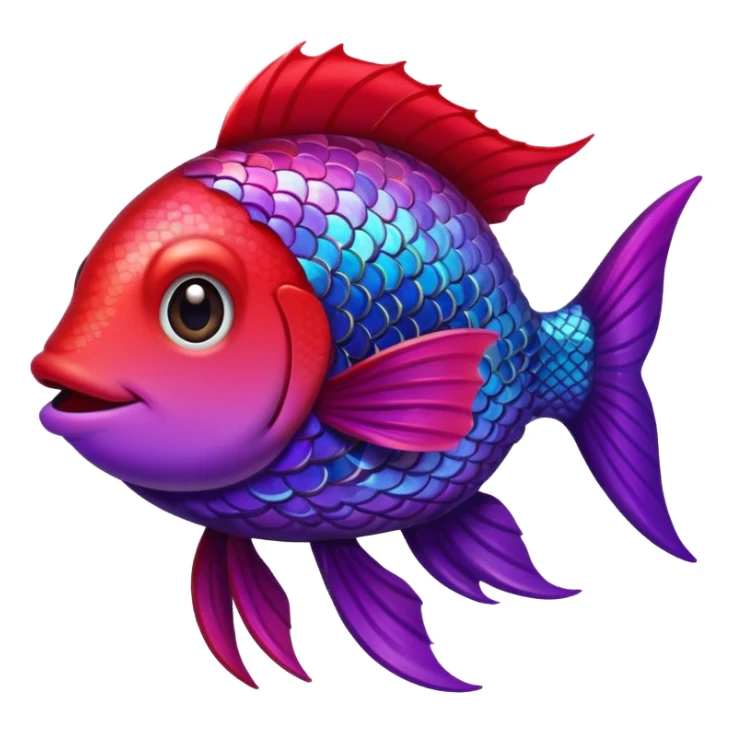 color gradient between red and purple glitter cute happy fish sticker