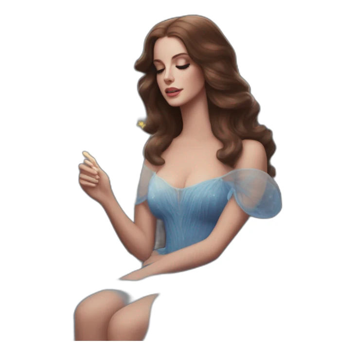 Lana Del Rey casting a spell com um vestido transparente azul cintilante tomara que caia sticker