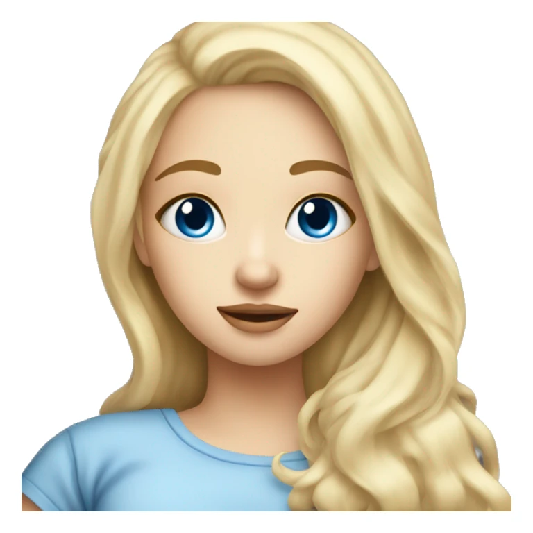 Pretty white blonde girl with blue eyes laying in bed comfy sticker