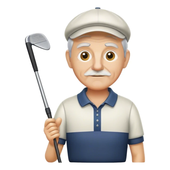 half figure old golf player with golf club  sticker