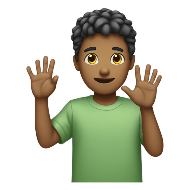 boy holding up 5 fingers on one hand sticker