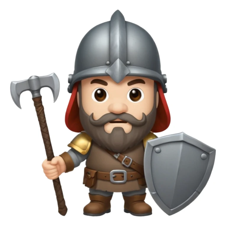 gimli the dwarf, dark brown beard, gray metal helmet, battle axe sticker