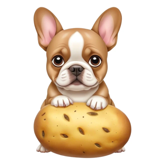 Fawn colored French bulldog as a potato sticker