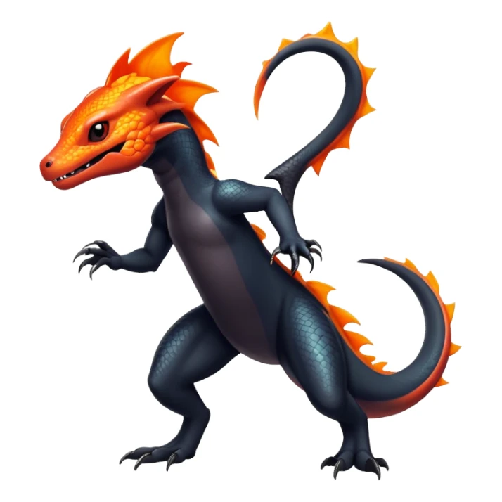 Colorful Dark Shiny Exotic Salandit-Quilava-Fakémon-hybrid-creature (full body)  sticker
