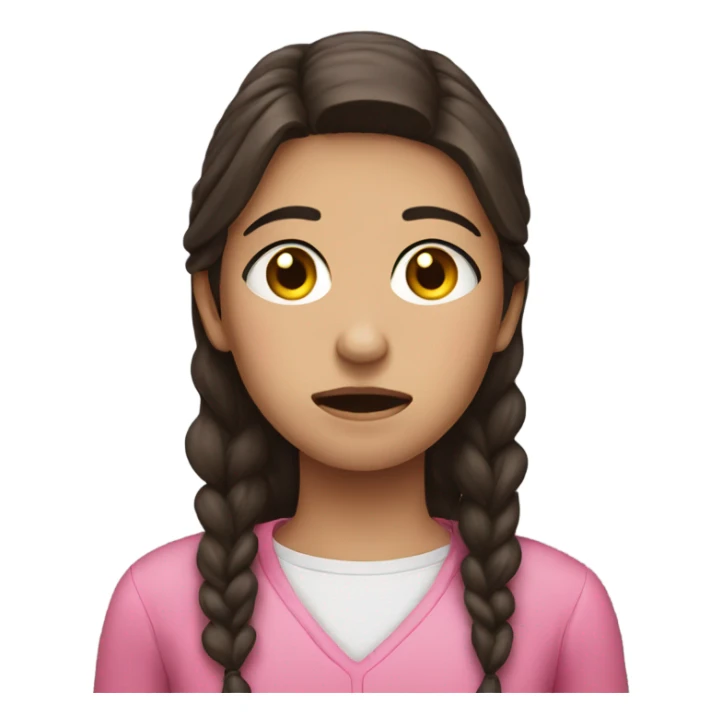 Sad brunette girl crying wearing pink clothes sticker