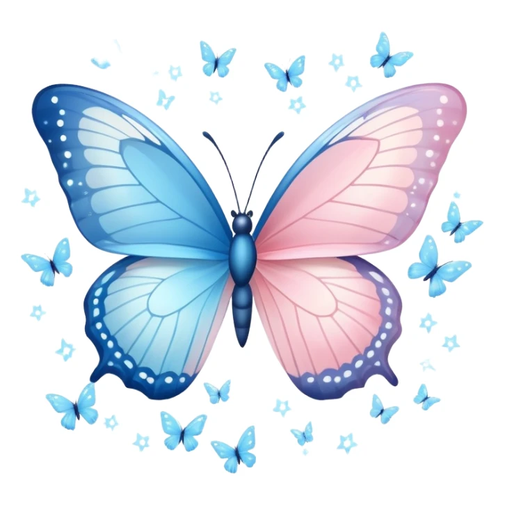 Light blue butterfly facing a light pink butterfly with trails of sparkles sticker