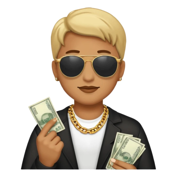 Knight helmet gold chain sunglasses money sticker