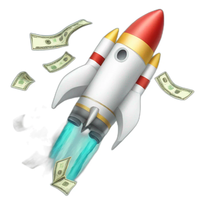 rocket with lot of money sticker