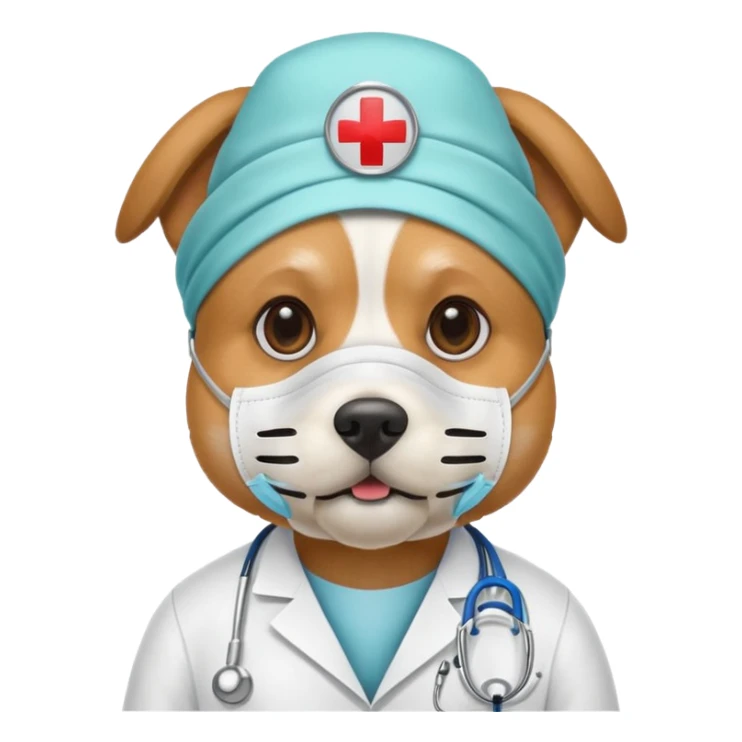 doctor dog Wearing Medical Mask sticker