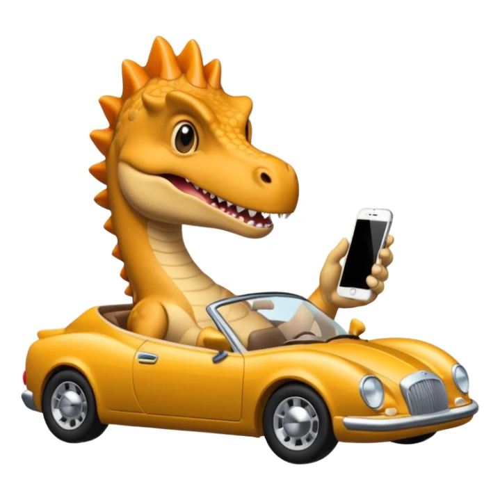 Dinosaurio con iPhone en un carro lujoso sticker