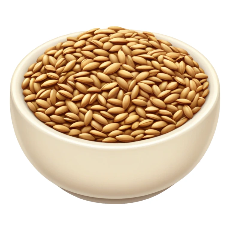 flaxseeds in a small bowl, golden brown seeds sticker