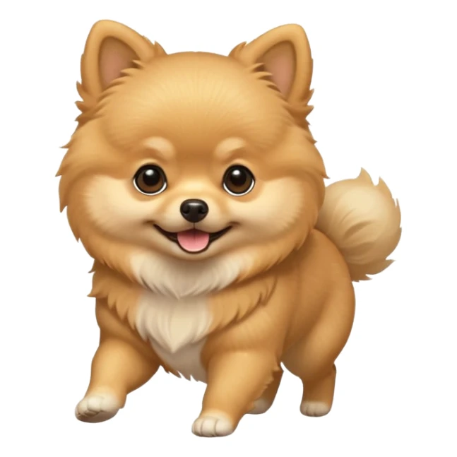 Create a cute tiny golden pomerania small not so furry- running playing and so sticker